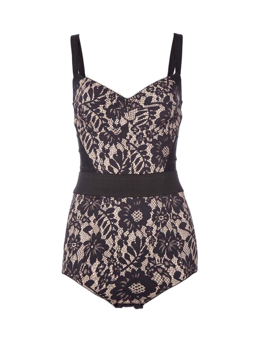 Dolce&Gabbana 黑色印花吊带连体裤