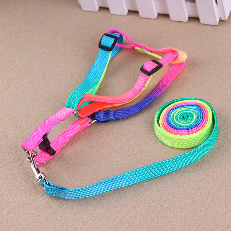 Pet leash dog leash colorful chest baby bag small dog teddy bear special dog leash dog chain