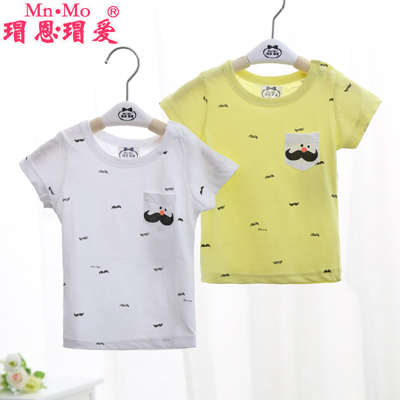 瑁恩瑁爱儿童夏装2016新款宝宝上衣小孩短袖T恤男童装圆领半袖衫