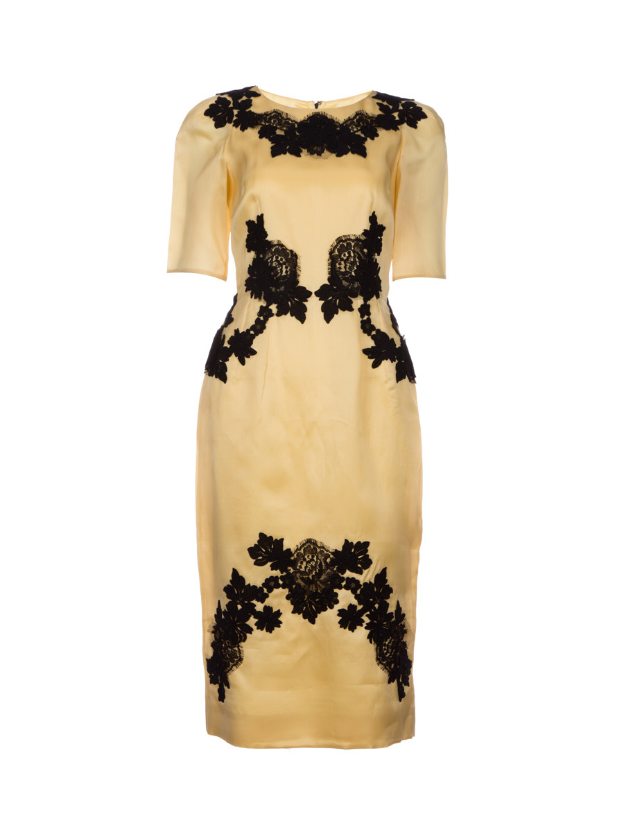Dolce&Gabbana 黄色式黑色蕾丝装饰轻礼服