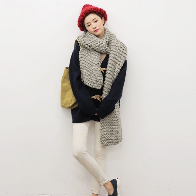 韩国stylenanda官方正品 百搭款纯色长版针织围巾