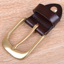 Leather belt buckle head pure copper buckle Head layer Cowhide belt head pants belt Scalp belt clip Suitable for 3 3cm belt body