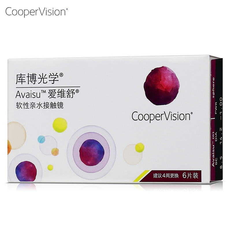库博光学酷柏爱维舒月抛隐形近视眼镜四周抛6片装美国进口