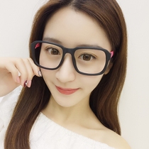 Ultra light decorative glasses frame female Korean version of tide retro round face black large frame glasses frame male full frame personality without lens