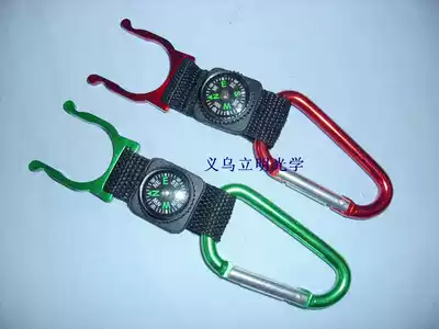 Type 6 D multifunctional outdoor webbing Compass Mineral water quick-hanging bottle pot Mountain key metal aluminum buckle adhesive hook