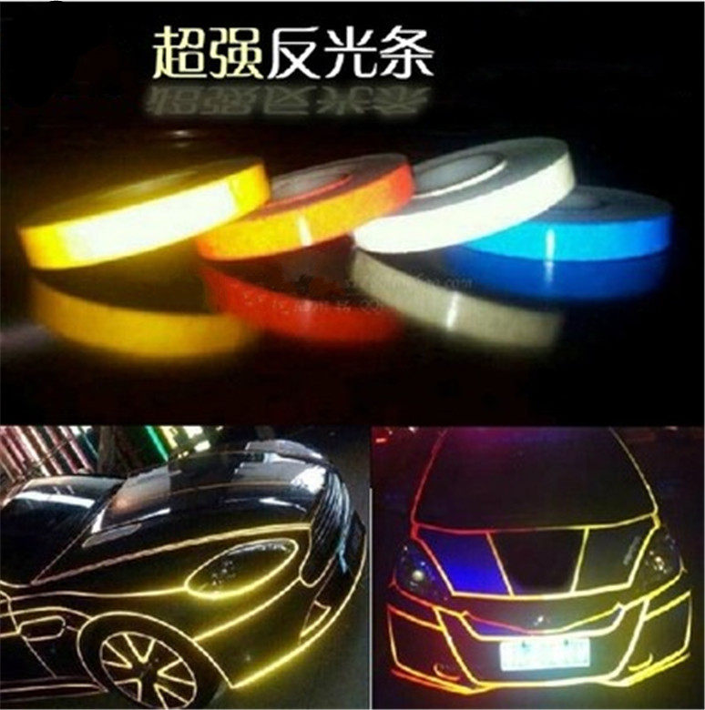 New body reflective strips Car contours bright light adhesive strips Bright Light Decorated Stickers Fluorescent Strips Bursting Film