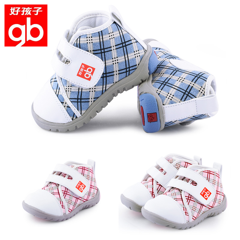 goodbaby/好孩子童鞋 男女宝宝休闲鞋 儿童时尚高帮帆布鞋 格子