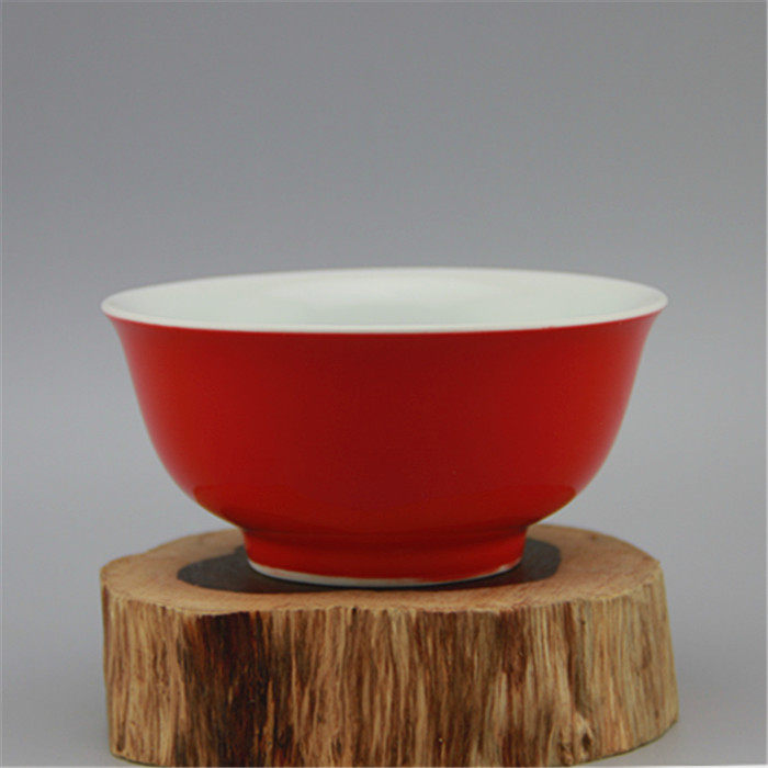Jingdezhen imitation Great Qing imperial house Supplies monochrome red glazed rice bowls antique bowls Porcelain Ancient Play Antique Pendulum collection