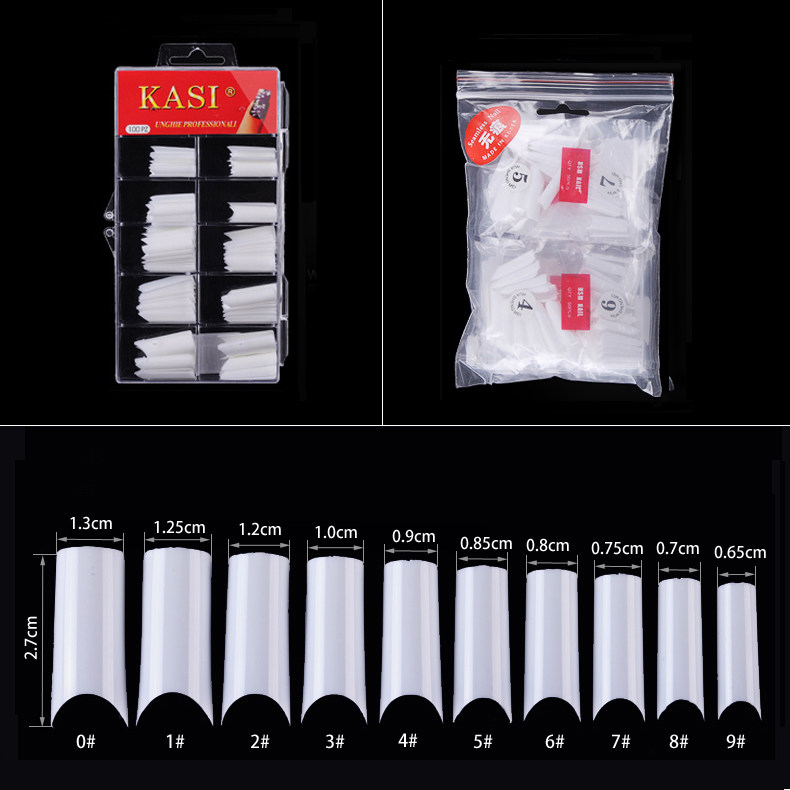 KaSiC形法式白甲片 光疗水晶甲延长假指甲贴片 美甲工具100/500片