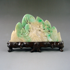 Подставка для пера 民国a货翡翠笔架山子雕件古玩文房杂项案头摆件古董老玉器收藏品