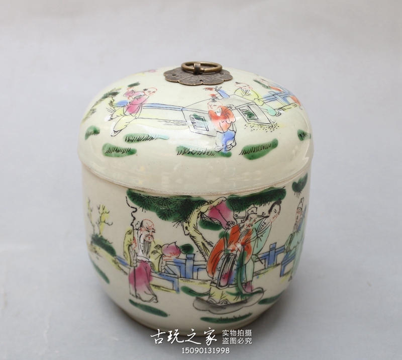 清時代 粉彩 茶葉罐 清時代 粉彩 茶葉罐