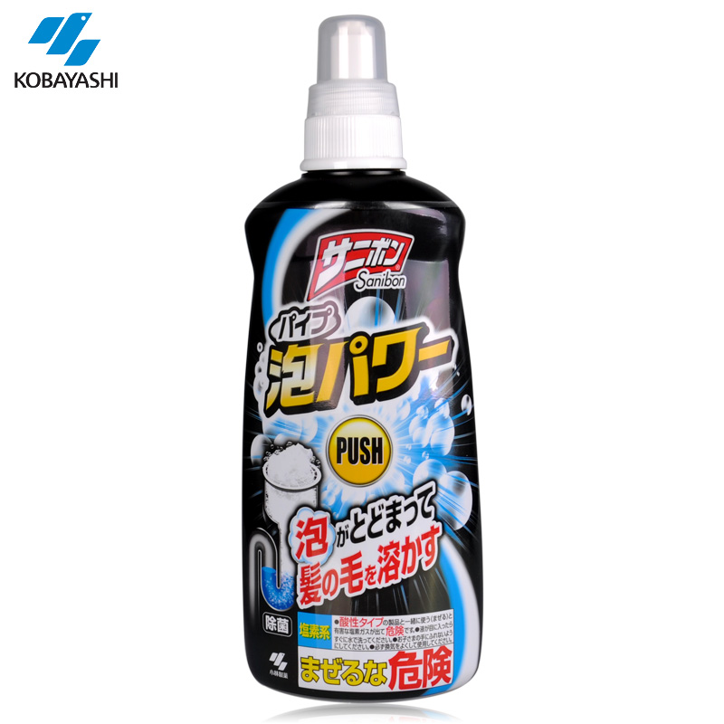 日本进口小林排水下水管道泡沫清洗剂 厕所毛头发堵塞疏通剂400ml