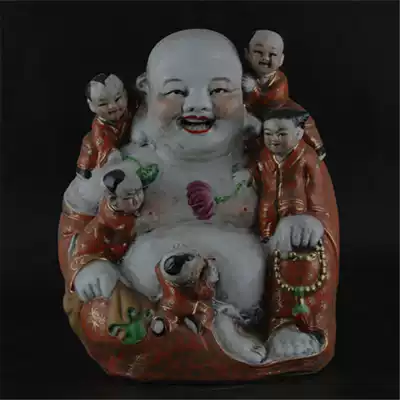 Antique porcelain Zeng Longsheng's works of gold five son Luohan Jingdezhen sculpture porcelain factory goods ancient porcelain collection ornaments