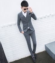 Plaid suit suit male Korean version slim three-piece suit young British casual groom wedding best man suit new trend