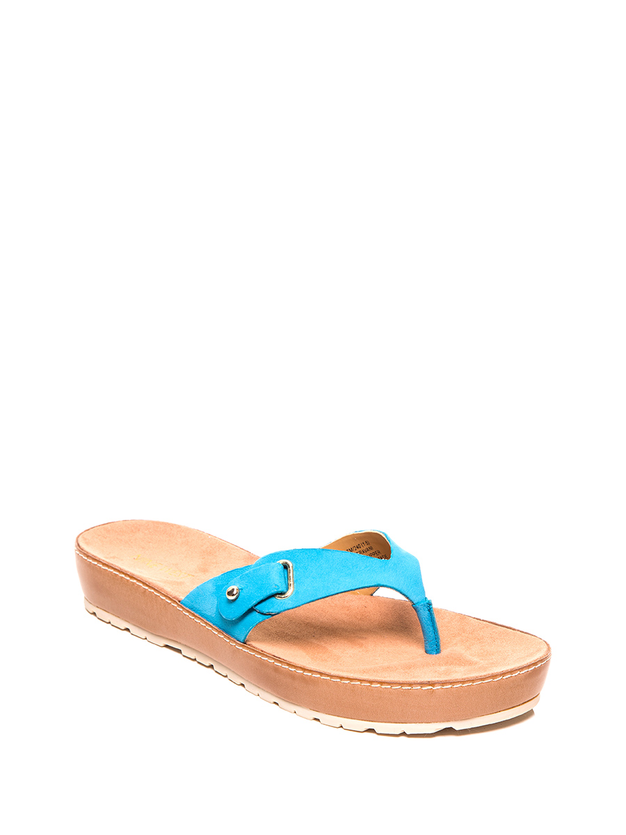 Nine West/玖熙 天蓝色简约厚底人字拖