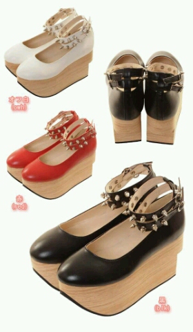 Japanese Bl Girl Cute Hard-Soled Wood-Grain Thick-Soled High-Heeled Studded Shoes Lolita Rocking Horse Shoes for Women