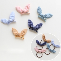 Cute cotton three-dimensional ears childrens hairpin hair circle Baby all-wrapped cloth small hairpin girl head rope rubber band