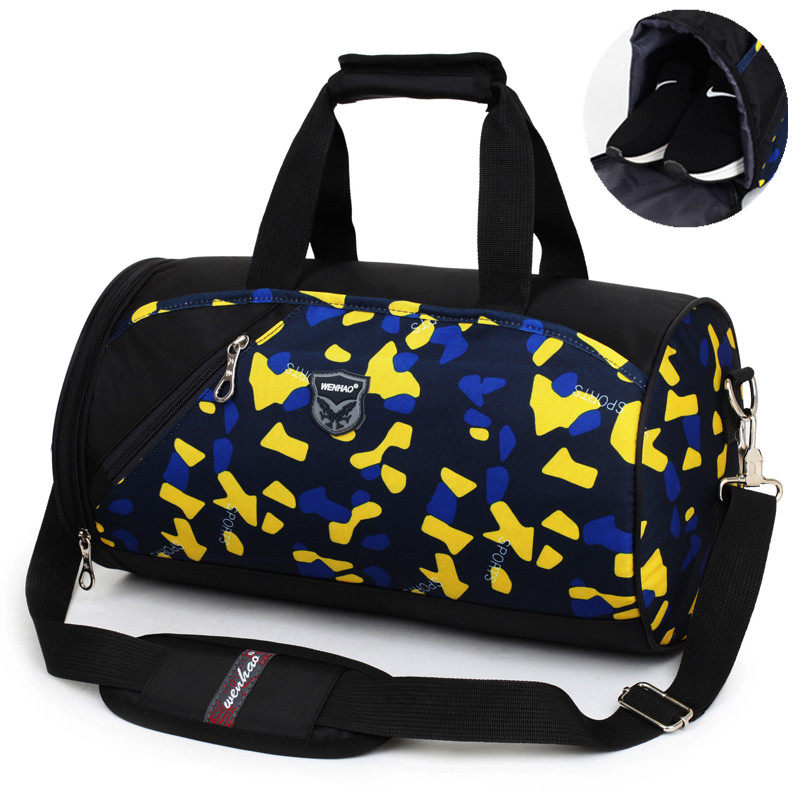 New sports bag female fitness oblique cross independent shoe position cylinder training luggage bag male portable travel bag yoga