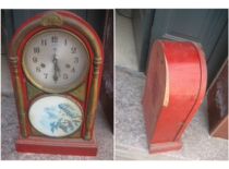 Antique mechanical clock early old clock base clock face fully covered with copper crafts Huangshan welcoming pine pattern easy to use old memory