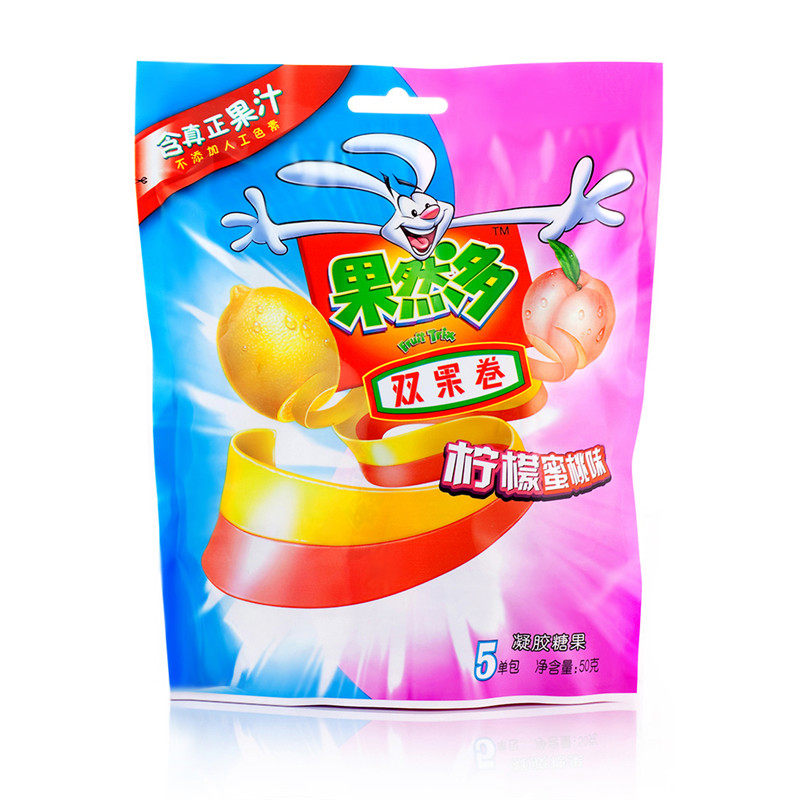 【天猫超市】果然多 双果卷柠檬蜜桃口味50g/包新老包装随机发货