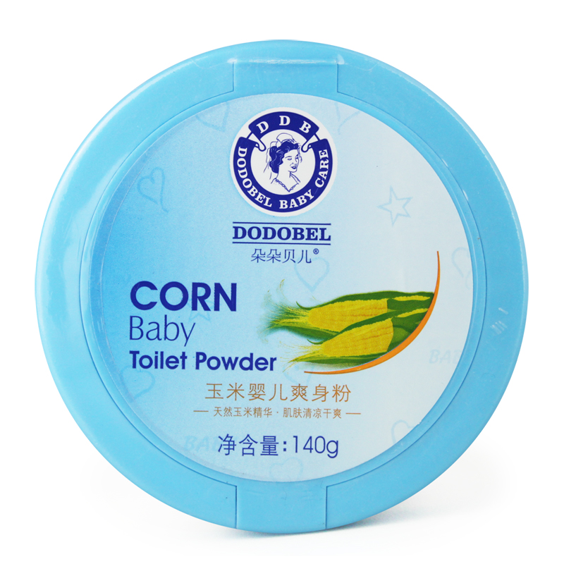 朵朵贝儿 新生婴儿玉米爽身粉 宝宝爽身粉不含滑石粉 带粉扑 140g