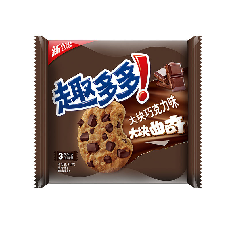 【天猫超市】亿滋 趣多多巧克力曲奇饼干原味216g大块巧克力