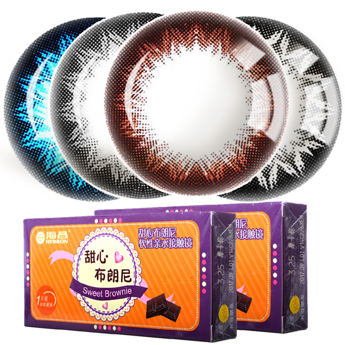 买2赠盒海昌美瞳半年抛彩色近视隐形眼镜甜心布朗尼大直径1片TF