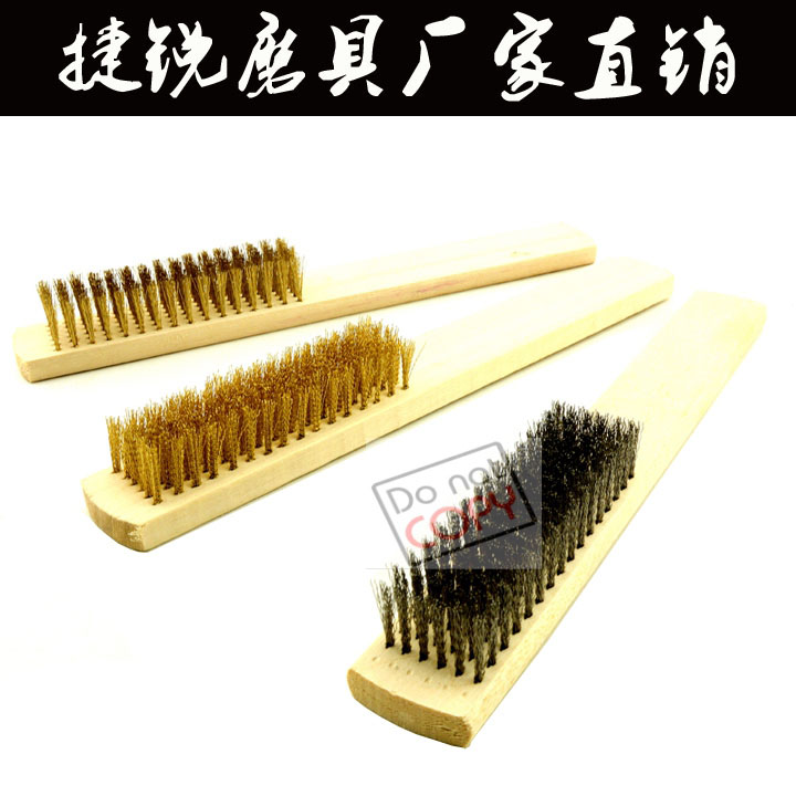 Wood handle copper wire brush decontamination brush Copper plated wire brush Brass brush Stainless steel brush Metal surface cleaning brush paint removal