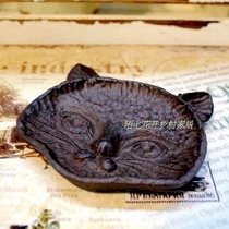 American Nordic country zakka idyllic retro cast iron cute cat face small plate decoration ornaments