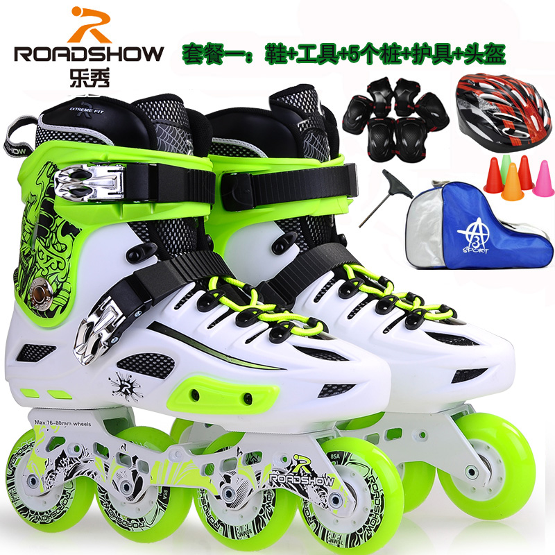 Straight Row Wheel Music Show RX4 Wheels Skating Shoes Ice Skates Dry Ice Adult Men And Women Wheels Sliding Flat Flower Shoes