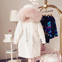 miusu winter coat big raccoon fur collar oversize white down jacket women knee long loose thick