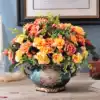 European-style creative flower and bird vase American ceramic flower vase Living room countertop Retro home table decoration decoration