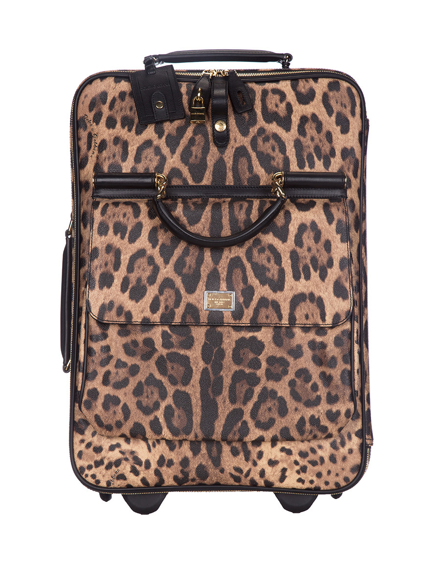 Dolce&Gabbana 棕色豹纹拉链开合拉杆箱