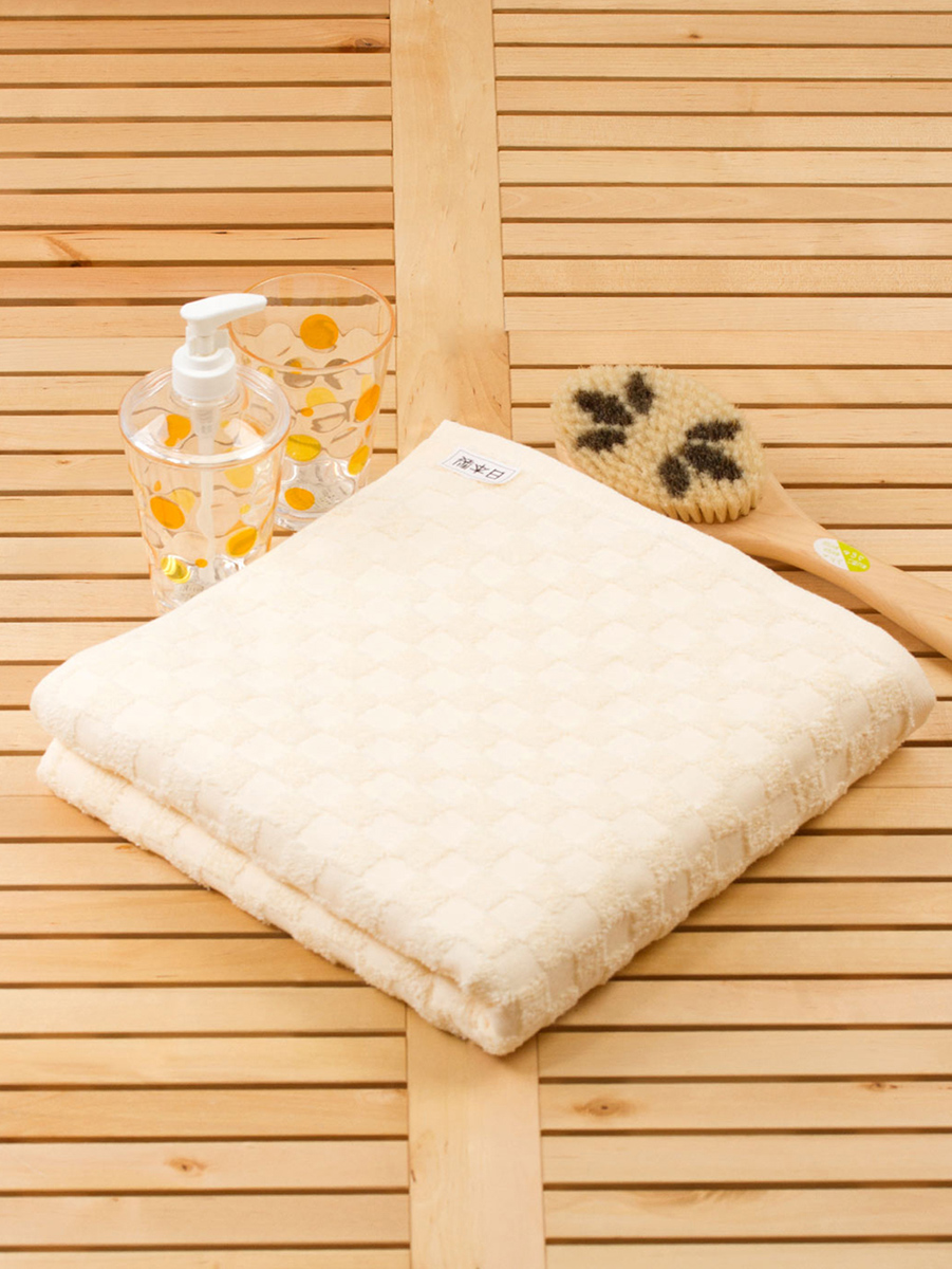 UCHINO|日本制米黄色凹凸提花浴巾