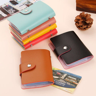 (Wangan Exquisite Card Holder) Lambskin Pattern Card Holder Leather 14-bit Wangan Card Bus Card Bank Card