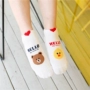 Rex thỏ Hàn Quốc nhập khẩu mua kẹo màu hoạt hình ngắn vớ nữ yêu thỏ dễ thương thêu thấp để giúp phụ nữ vớ trắng
