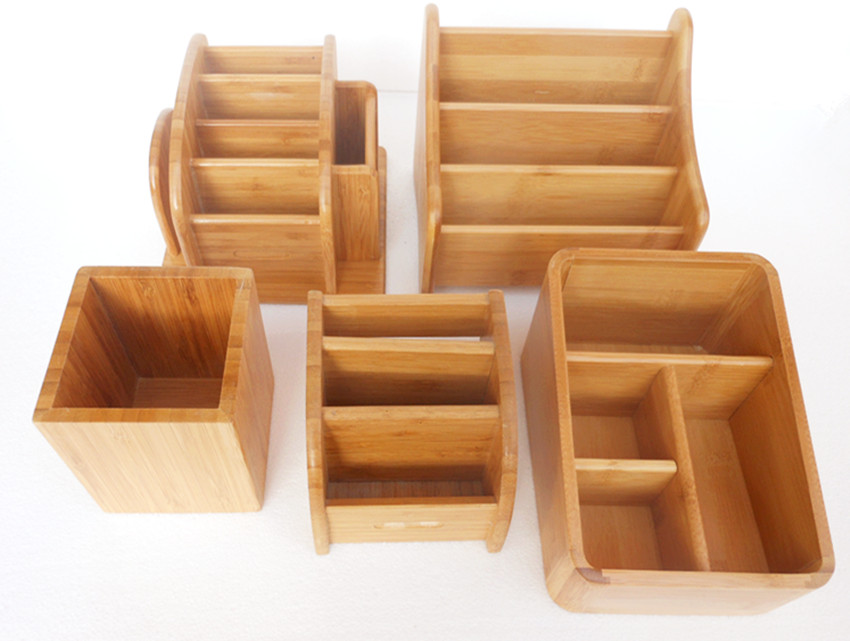 Bamboo remote control box pen holder cosmetic jewelry mobile phone business card desktop storage solid wood finishing tissue box