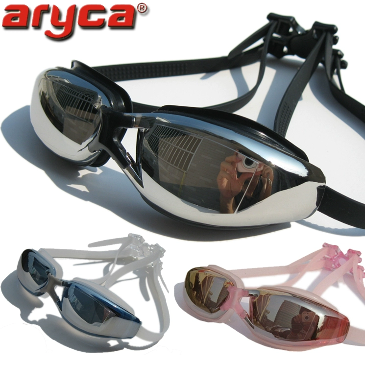 Kính aryca aryca khung lớn mạ điện không thấm nước và chống sương mù Kính bơi phẳng cho nam và nữ Kính bơi WG42A - Goggles