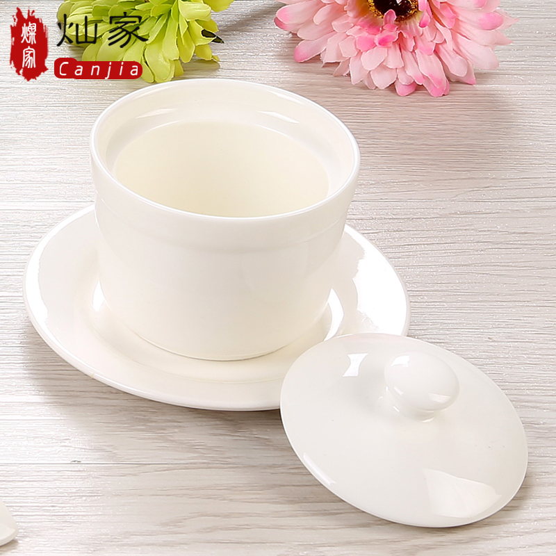 Ceramic cup with cover pot stew stew soup bowl water small cup bird 's nest sugar water cup stew stew steamed egg porcelain cup