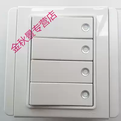 Schneider Qisheng E3000 city white white 10A with fluorescent large press board quad single control switch color 4-digit single