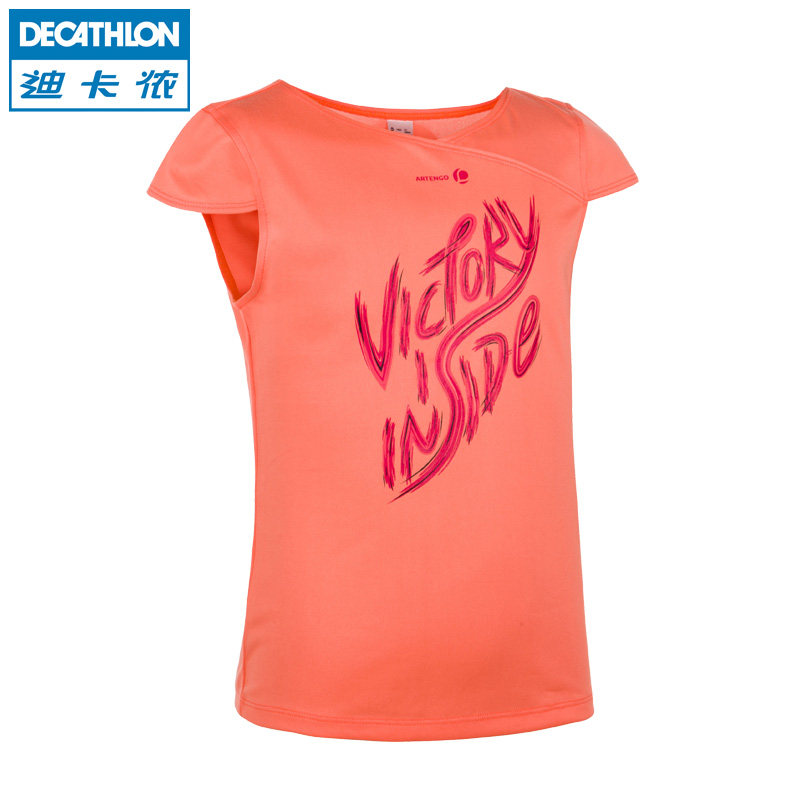 迪卡侬 童装女夏装 上衣短袖T恤儿童女童中大童宝宝运动 ARTENGO