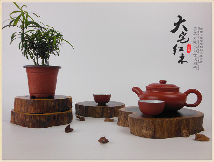 Ebony log small material solid wood flowerpot decoration base purple sandalwood natural jade stone purple sand teapot bottom support pad