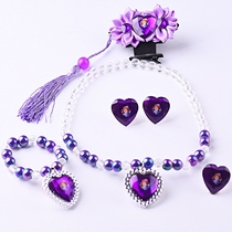 Purple Sophia Gag hairclip necklace set bracelet ring girl ear clip tassel ancient style hair card head jewelry