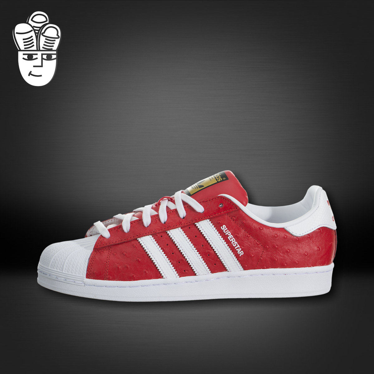 Adidas Superstar Animal三叶草男子贝壳头板鞋 鸵鸟皮纹路休闲鞋