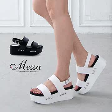 【Messa米莎专柜女鞋】MIT 韩系双宽带个性铆钉-台湾官网直邮进口