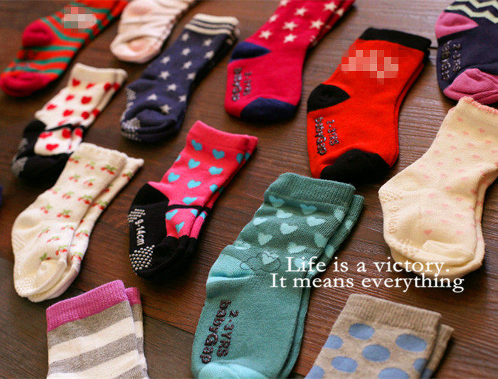 Non-slip dispensing baby socks 1-5 years old loose mouth children's socks Cotton mid-tube anti-slip socks white cabbage price