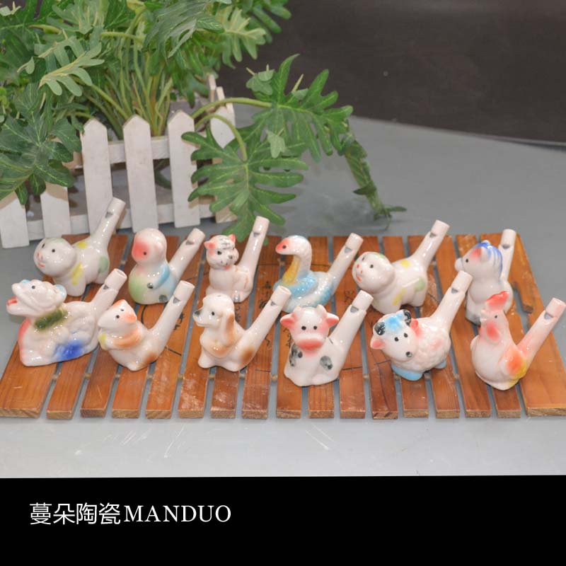 XII Zodiac porcelain whistling Shaw flute porcelain children's toy whistle fashion porcelain mirror
