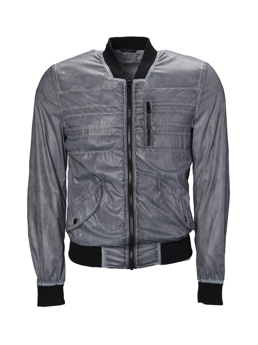 Dolce&Gabbana 烟灰色绗缝线拉链饰修身外套