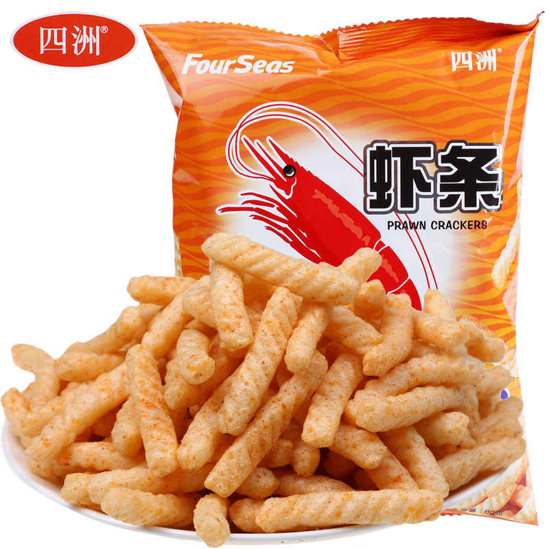 【天猫超市】四洲烧烤味虾条80g 休闲零食 经典美味 膨化食品