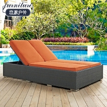 Outdoor Lying Bed Swimming Pool Lounge Reclining Rattan Chairs Casual Patio Lounge Bed Hotel Villa Beach Chair Balcony furniture